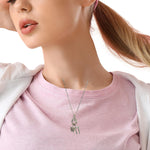 Load image into Gallery viewer, Star/Chai Charm Necklace with Round Cut CZs