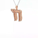 Load image into Gallery viewer, 14KT Rose Gold Pavé Chai Pendant