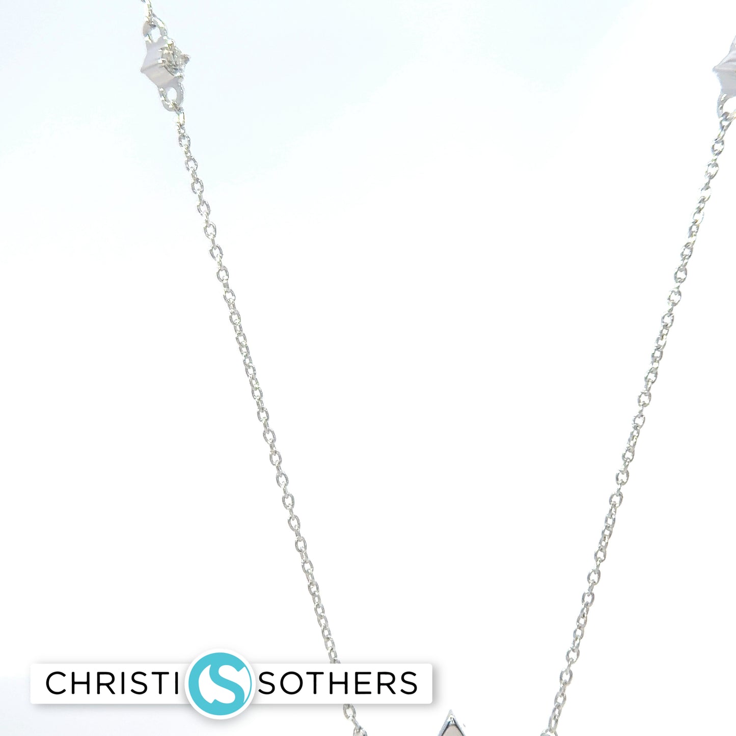14KT Gold Magen David with Studded Chain