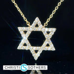 Load image into Gallery viewer, 14KT Yellow Gold Diamond Star of David Pendant