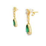 Load image into Gallery viewer, 18KT Yellow Gold Emerald & Diamond Drop Earrings