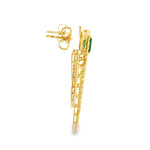 Load image into Gallery viewer, 18KT Yellow Gold Emerald & Diamond Dangle Earrings