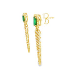 Load image into Gallery viewer, 18KT Yellow Gold Emerald & Diamond Dangle Earrings