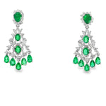 Load image into Gallery viewer, 18KT White Gold Emerald & Diamond Chandelier Earring