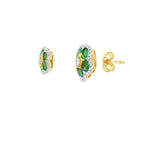 Load image into Gallery viewer, 18KT Yellow Gold Emerald & Diamond Star-Clover Stud Earrings