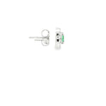 Load image into Gallery viewer, 14KT White Gold Emerald & Diamond Pushback Stud Earrings