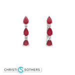 Load image into Gallery viewer, 18KT White Gold Ruby & Diamond Hoop Earrings