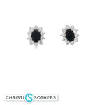 Load image into Gallery viewer, 18KT White Gold Sapphire & Diamond Pushback Studs (1.31 cttw sapphires, 0.79 cttw diamonds)