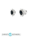 Load image into Gallery viewer, 18KT White Gold Sapphire & Diamond Pushback Studs (1.31 cttw sapphires, 0.79 cttw diamonds)