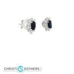 Load image into Gallery viewer, 18KT White Gold Sapphire & Diamond Pushback Studs (1.31 cttw sapphires, 0.79 cttw diamonds)