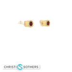 Load image into Gallery viewer, 14KT Yellow Gold Emerald & Diamond Pushback Stud Earrings