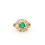 Load image into Gallery viewer, 18KT Yellow Gold Princess Emerald & Diamond Ring