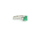 Load image into Gallery viewer, Platinum Emerald & Diamond Ring