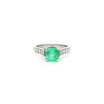 Load image into Gallery viewer, Platinum Emerald & Diamond Ring
