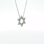 Load image into Gallery viewer, 14KT White Gold Diamond Magen David Necklace