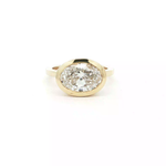 Load image into Gallery viewer, 14KT Yellow Gold Oval Lab-Grown Diamond Bezel Ring