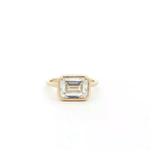 Load image into Gallery viewer, Yellow Gold Solitaire Ring with Emerald Cut Diamond