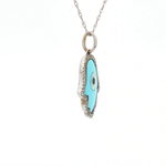 Load image into Gallery viewer, 18KT White Gold Diamond & Turquoise Hamsa Pendant (2.53 cttw turquoise, 0.20 cttw diamonds)