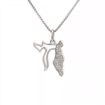 Load image into Gallery viewer, 14KT White Gold Pavé Diamond Chai & State of Israel Pendant