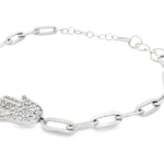 Load image into Gallery viewer, Sterling Silver Hamsa Bracelet with Round Stone