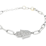 Load image into Gallery viewer, Sterling Silver Hamsa Bracelet with Round Stone