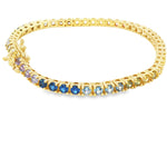 Load image into Gallery viewer, Gold-Plated Sterling Silver Multicolor CZ Tennis Bracelet (3 mm stones)