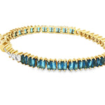Load image into Gallery viewer, Gold-Plated Sterling Silver Blue & White Tennis Bracelet
