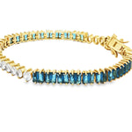 Load image into Gallery viewer, Gold-Plated Sterling Silver Blue & White Tennis Bracelet