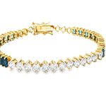 Load image into Gallery viewer, Gold-Plated Sterling Silver Blue & White Tennis Bracelet
