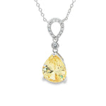 Load image into Gallery viewer, Sterling Silver Charm Necklace with Pear Crystal Drop and Studded Chain