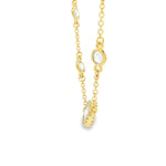 Load image into Gallery viewer, Gold-Plated Sterling Silver Chain Necklace with Halo Crystal Accents