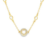 Load image into Gallery viewer, Gold-Plated Sterling Silver Chain Necklace with Halo Crystal Accents