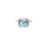Load image into Gallery viewer, 14KT White Gold Bezel Ring with Ice Blue Lab-Grown Diamond (3.02 cttw)