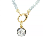 Load image into Gallery viewer, Two-Tone Gold-Plated Beaded Necklace with Round Crystal Pendant