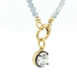 Load image into Gallery viewer, Two-Tone Gold-Plated Beaded Necklace with Round Crystal Pendant