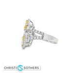 Load image into Gallery viewer, 14kt wg Multistone Ring with Fancy Pink Emerald Cut Diamond