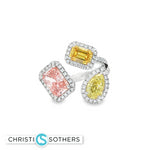 Load image into Gallery viewer, 14kt wg Multistone Ring with Fancy Pink Emerald Cut Diamond