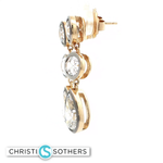 Load image into Gallery viewer, 14KT Yellow Gold Bezel Drop Earrings with Round, Oval & Pear Lab-Grown Diamonds (6.73 cttw)