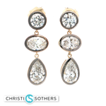 Load image into Gallery viewer, 14KT Yellow Gold Bezel Drop Earrings with Round, Oval & Pear Lab-Grown Diamonds (6.73 cttw)