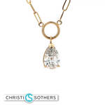 Load image into Gallery viewer, 14KT Yellow Gold Bezel Necklace with Pear-Cut Lab-Grown Diamond Pendant (2.03 ct)