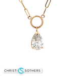 Load image into Gallery viewer, 14KT Yellow Gold Bezel Necklace with Pear-Cut Lab-Grown Diamond Pendant (2.03 ct)