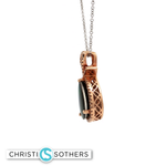 Load image into Gallery viewer, 14KT Two-Tone Pear Amelyte Cabochon Charm Necklace with Diamond Accents (2.17 ct)