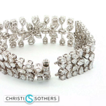 Load image into Gallery viewer, 14KT White Gold Pear-Cut Diamond Bangle Bracelet (22.82 cttw)