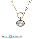 Load image into Gallery viewer, 14KT Yellow Gold Oval Bezel Necklace with Lab-Grown Diamond Pendant (2.50 ct)
