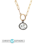 Load image into Gallery viewer, 14KT Yellow Gold Oval Bezel Necklace with Lab-Grown Diamond Pendant (2.50 ct)