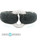 Load image into Gallery viewer, 18KT White Gold Black Sapphire Pavé Bangle with Diamond Accents (64.6 cttw)