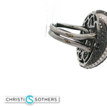 Load image into Gallery viewer, 18KT White Gold Black & White Diamond Sphere Ring (5.76 cttw)