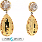 Load image into Gallery viewer, 18KT Yellow Gold Textured Diamond Drop Earrings (0.23 cttw)