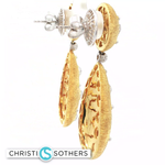 Load image into Gallery viewer, 18KT Yellow Gold Textured Diamond Drop Earrings (0.23 cttw)