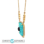 Load image into Gallery viewer, 18KT Yellow Gold Necklace with Carved Turquoise Pendant